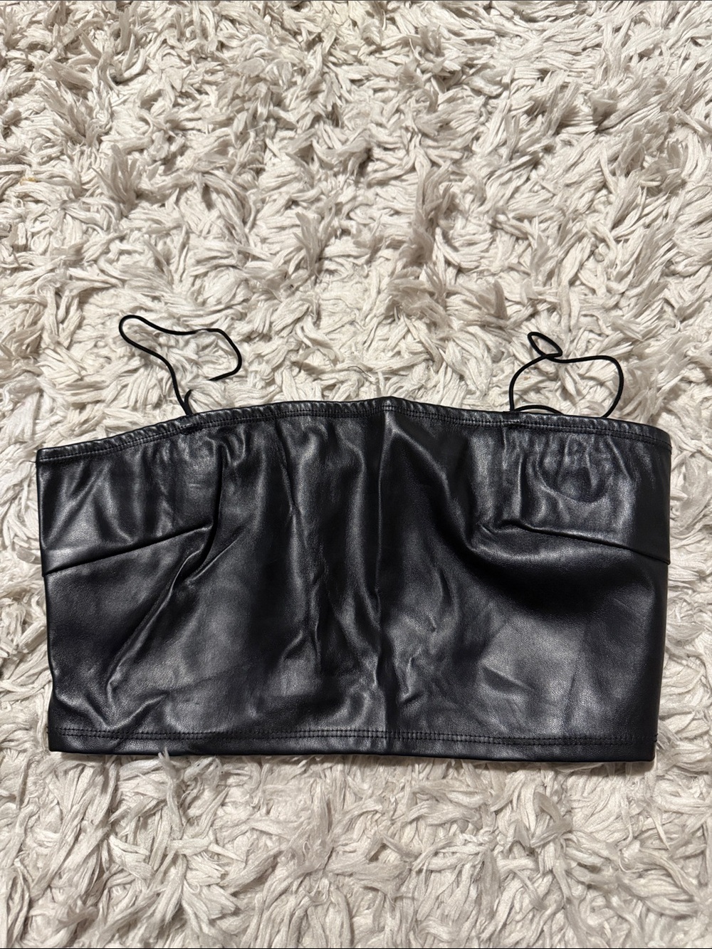 Shein Black Faux Leather Crop Top